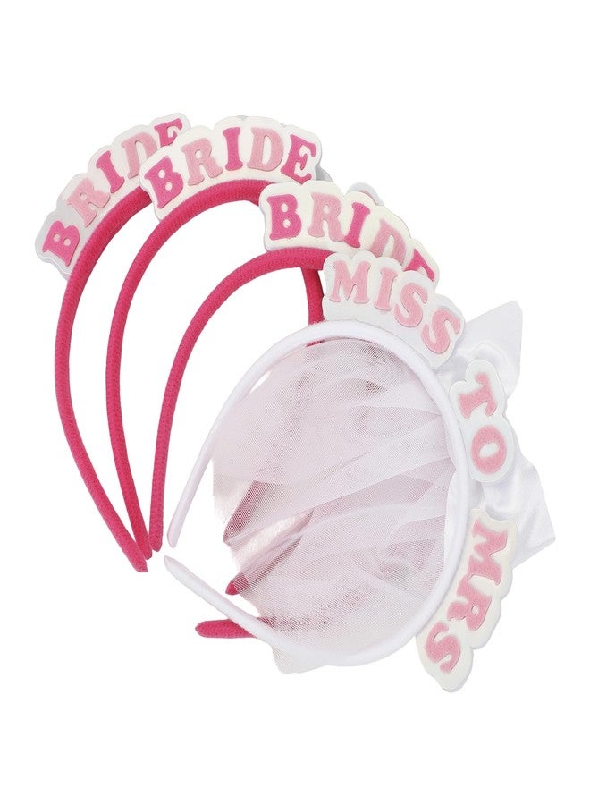 Packed Party Miss To Mrs & Bride Squad 4-pack Novelty Bridal Headbands for Bachelorette Parties and Bridal Showers - Image 1